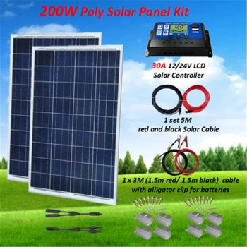 200W Solar Panel Kit : 2 x 100W Poly Solar Panel W/ PWM 30A Solar Controller for 12V battery Off Grid Solar System RV Boat Home
200W Solar Panel Kit : 2 x 100W Poly Solar Panel W/ PWM 30A Solar Controller for 12V battery Off Grid Solar System RV Boat Home
