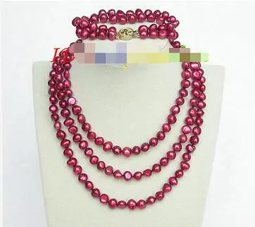 Shipping >> new hot length 49" 8" 8-9mm baroque red pearls necklace 2row bracelet set j8464
Shipping >> new hot length 49" 8" 8-9mm baroque red pearls necklace 2row bracelet set j8464