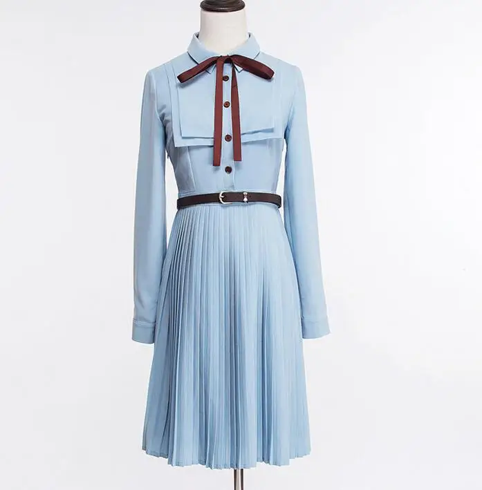 Free Shipping High Quality 2018 New Arrival Fashion Turn-down Collar Long Sleeve Bowknot Pleated Woman Chiffon Dress Sky Blue
Free Shipping High Quality 2018 New Arrival Fashion Turn-down Collar Long Sleeve Bowknot Pleated Woman Chiffon Dress Sky Blue