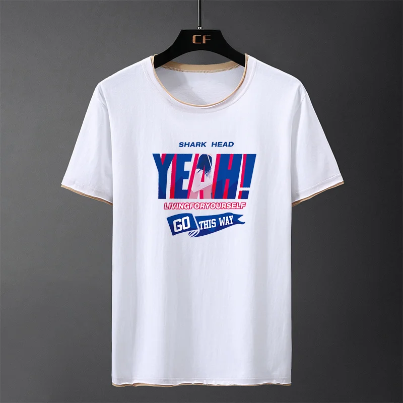 YEAH! GO THIS WAY Korean Version Summer Fake Two T-shirt Men Short Sleeve Tshirt 100% Cotton Loose Large Size 4XL Youth Clothing
YEAH! GO THIS WAY Korean Version Summer Fake Two T-shirt Men Short Sleeve Tshirt 100% Cotton Loose Large Size 4XL Youth Clothing