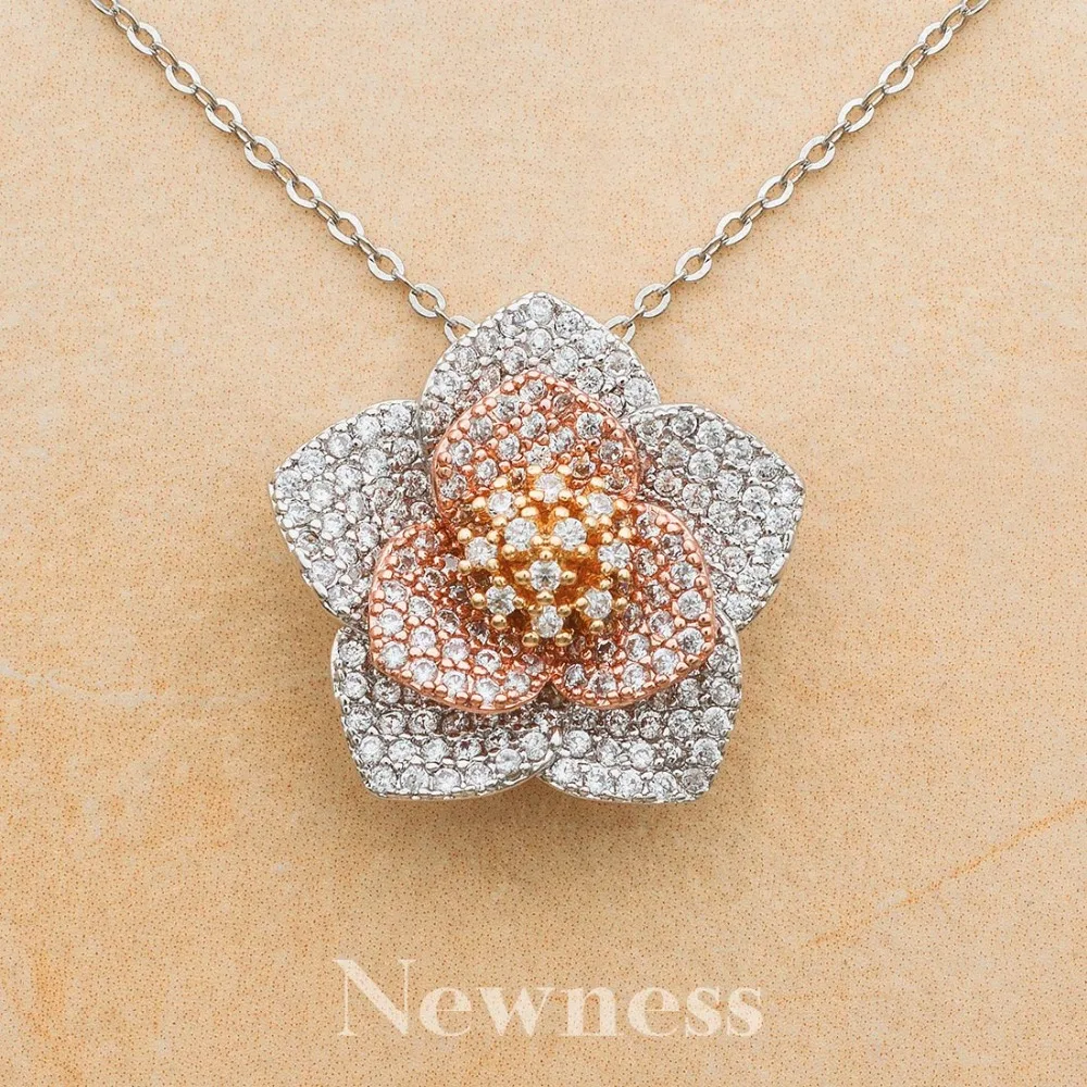 Newness High Quality Hot Sale Blooming Flower Pendant Necklace Luxury Cubic Zirconia Fashion Flower Women Holiday Jewelry Gift
Newness High Quality Hot Sale Blooming Flower Pendant Necklace Luxury Cubic Zirconia Fashion Flower Women Holiday Jewelry Gift
