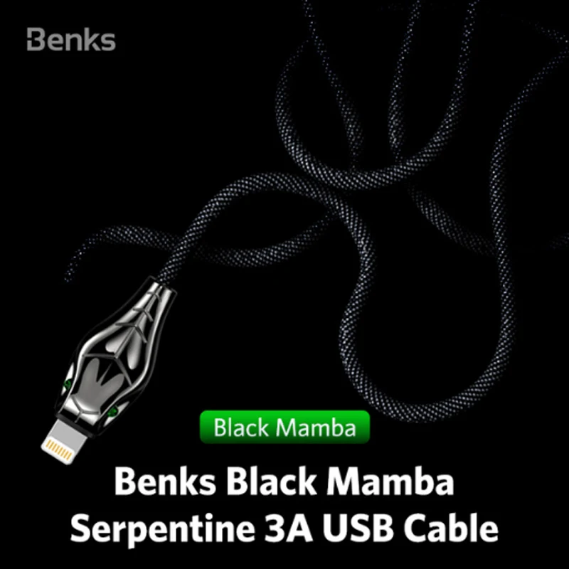 Benks Lightning-USB кабель зарядного устройства форма змеи для Apple iPhone X 10 8 7 6s Plus Se 3A кабели