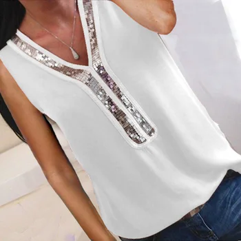 Women's Plus Size 5XL Sleeveless Tank Tops Summer Solid Sequined T Shirts Large Size 2020 Sexy V-Neck White Singlet Tops Vest
Women's Plus Size 5XL Sleeveless Tank Tops Summer Solid Sequined T Shirts Large Size 2020 Sexy V-Neck White Singlet Tops Vest