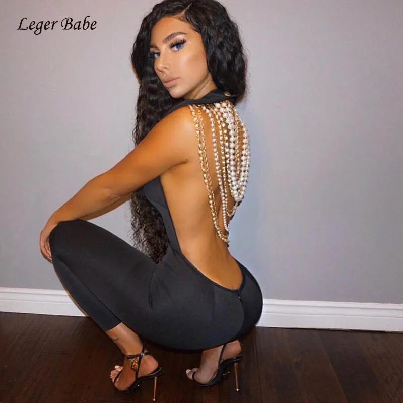 Leger Babe 2018 Sexy Open Back Rompers Clubwear Summer Women Jumpsuits Luxury Metal Beading Chain Fashion Party Jumpsuit Outfits
Leger Babe 2018 Sexy Open Back Rompers Clubwear Summer Women Jumpsuits Luxury Metal Beading Chain Fashion Party Jumpsuit Outfits