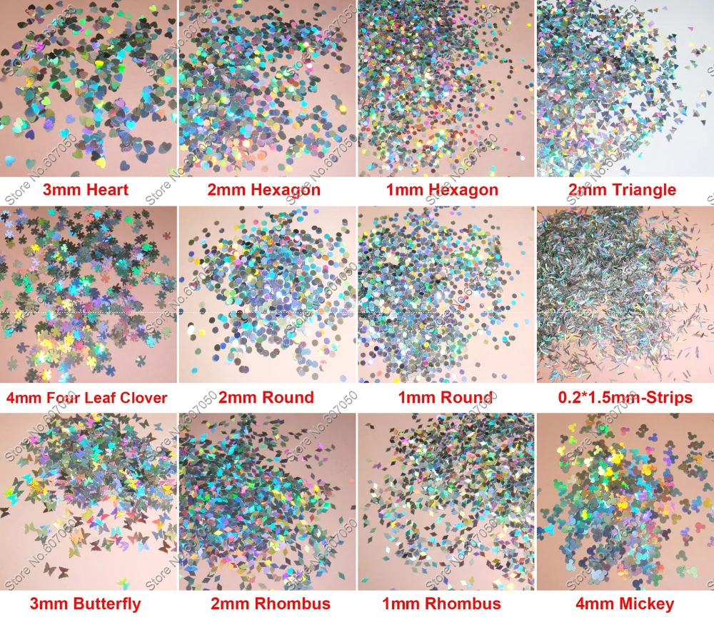 12 Different Shapes Solvent Resistant Holographic Laser Silver Glitter Spangles for Acrylic Nail Art Polish 1bag=50gram
12 Different Shapes Solvent Resistant Holographic Laser Silver Glitter Spangles for Acrylic Nail Art Polish 1bag=50gram