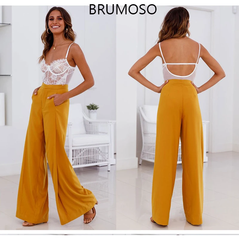 Solid Women Long High Waist Casual Palazzo Pants Women Elegant Loose Long Pants 2019 Fall Ginger High Waist Wide Leg Pants
Solid Women Long High Waist Casual Palazzo Pants Women Elegant Loose Long Pants 2019 Fall Ginger High Waist Wide Leg Pants