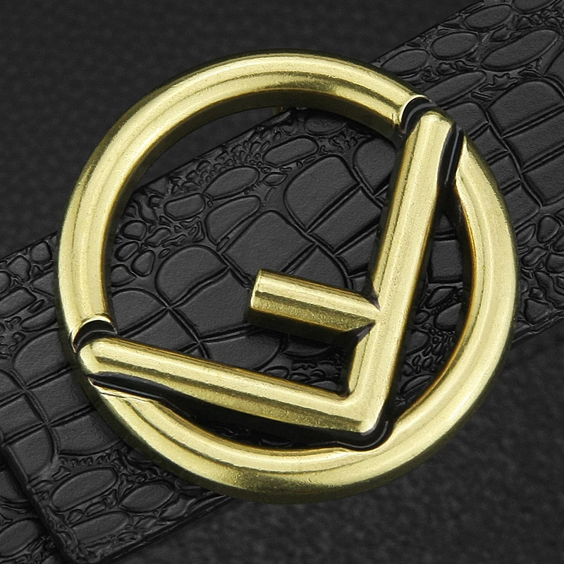 New fashion high quality designer belt men genuine leather F letter round buckle Crocodile pattern Waist Strap Casual Waistband
New fashion high quality designer belt men genuine leather F letter round buckle Crocodile pattern Waist Strap Casual Waistband