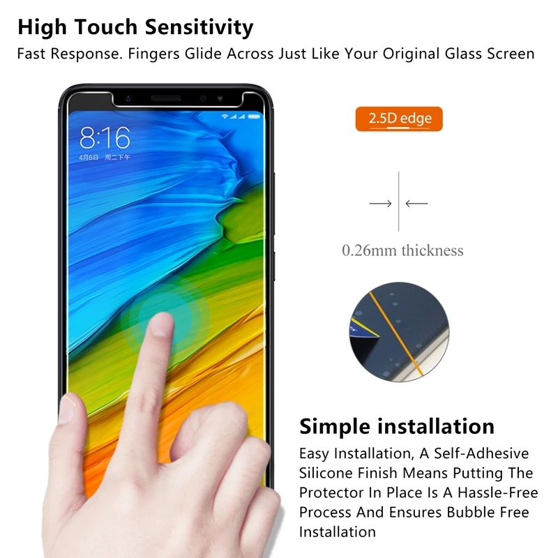 Закаленное стекло 9H для Xiaomi 8se mi A2 lite Redmi Note 5 4x защитная пленка экрана усиленная