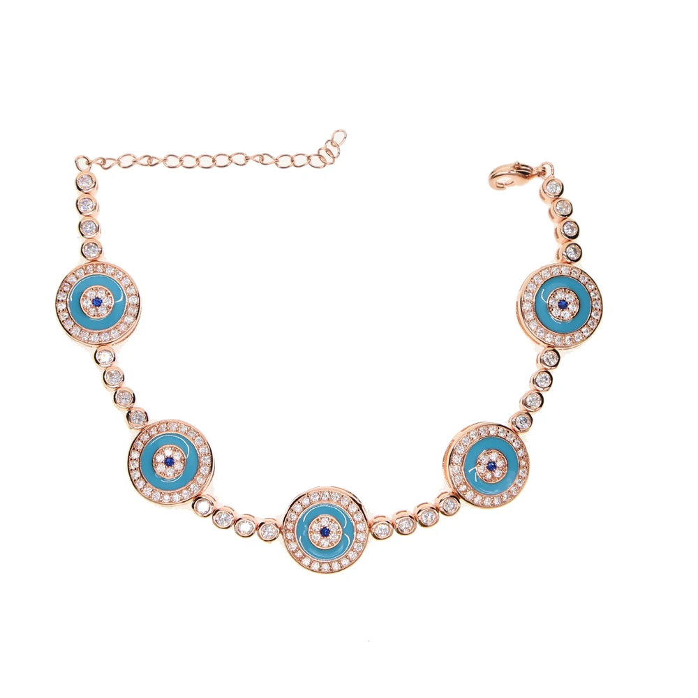 Hot sale blue white Enamel Silver eye round Charms Bracelet For Women With cz paved tennis Bracelet Bangle Mother's Day Gift
Hot sale blue white Enamel Silver eye round Charms Bracelet For Women With cz paved tennis Bracelet Bangle Mother's Day Gift