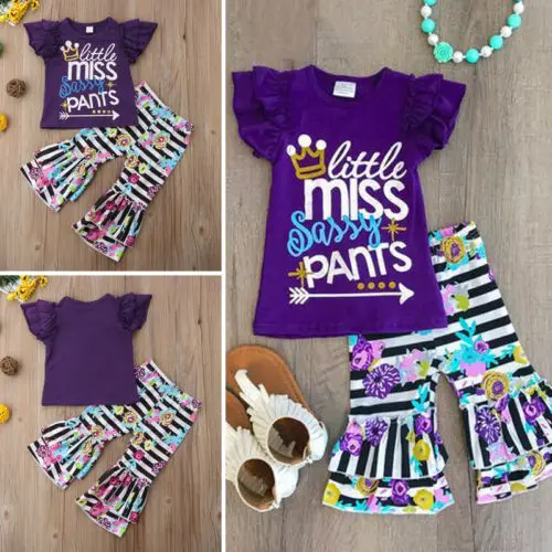 Purple Floral Striped Clothes Set Baby Girls Kids Ruffle T-Shirt+Stripe Floral Flare Pants Leggings Outfits Children Clothing
Purple Floral Striped Clothes Set Baby Girls Kids Ruffle T-Shirt+Stripe Floral Flare Pants Leggings Outfits Children Clothing