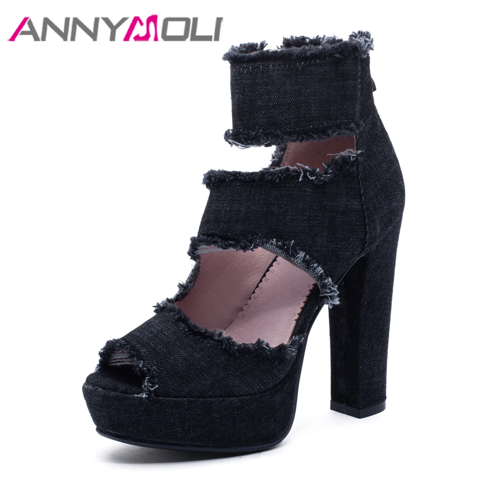 ANNYMOLI Summer Shoes Women Sandals Platform Block High Heel Shoes Zipper Peep Toe Ankle Wrap Sandals Female Blue Big Size 33-43
ANNYMOLI Summer Shoes Women Sandals Platform Block High Heel Shoes Zipper Peep Toe Ankle Wrap Sandals Female Blue Big Size 33-43
