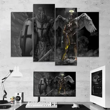 Knight Templar And Shield Sword Knight Wings Painting 4 Panel Modular Style On Canvas Print Poster Modern Home Decor Wall Art
Knight Templar And Shield Sword Knight Wings Painting 4 Panel Modular Style On Canvas Print Poster Modern Home Decor Wall Art