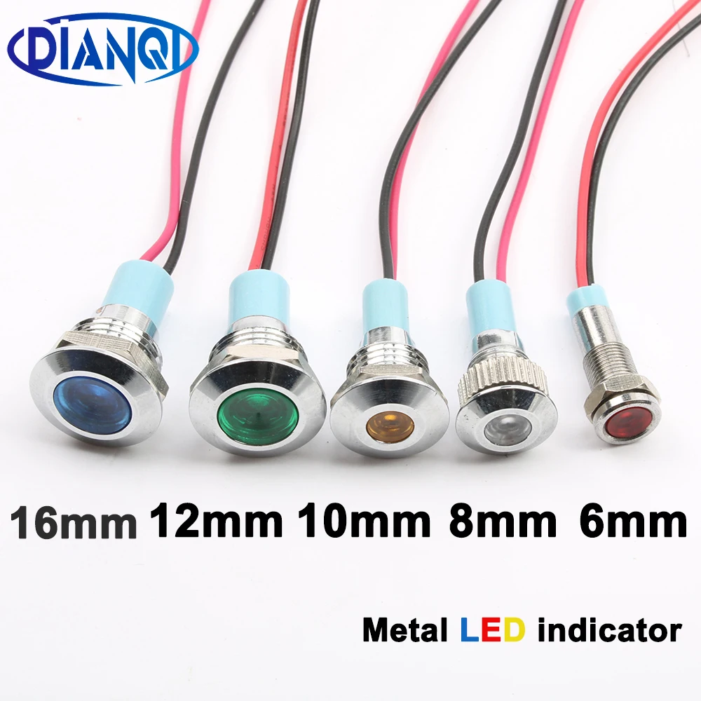 6mm 8mm 10mm 12mm 16mm Metal LED Warning indicator light Waterproof IP67 Signal Lamp Pilot Wires switch 3V 5V 12V 220V Red Blue
6mm 8mm 10mm 12mm 16mm Metal LED Warning indicator light Waterproof IP67 Signal Lamp Pilot Wires switch 3V 5V 12V 220V Red Blue