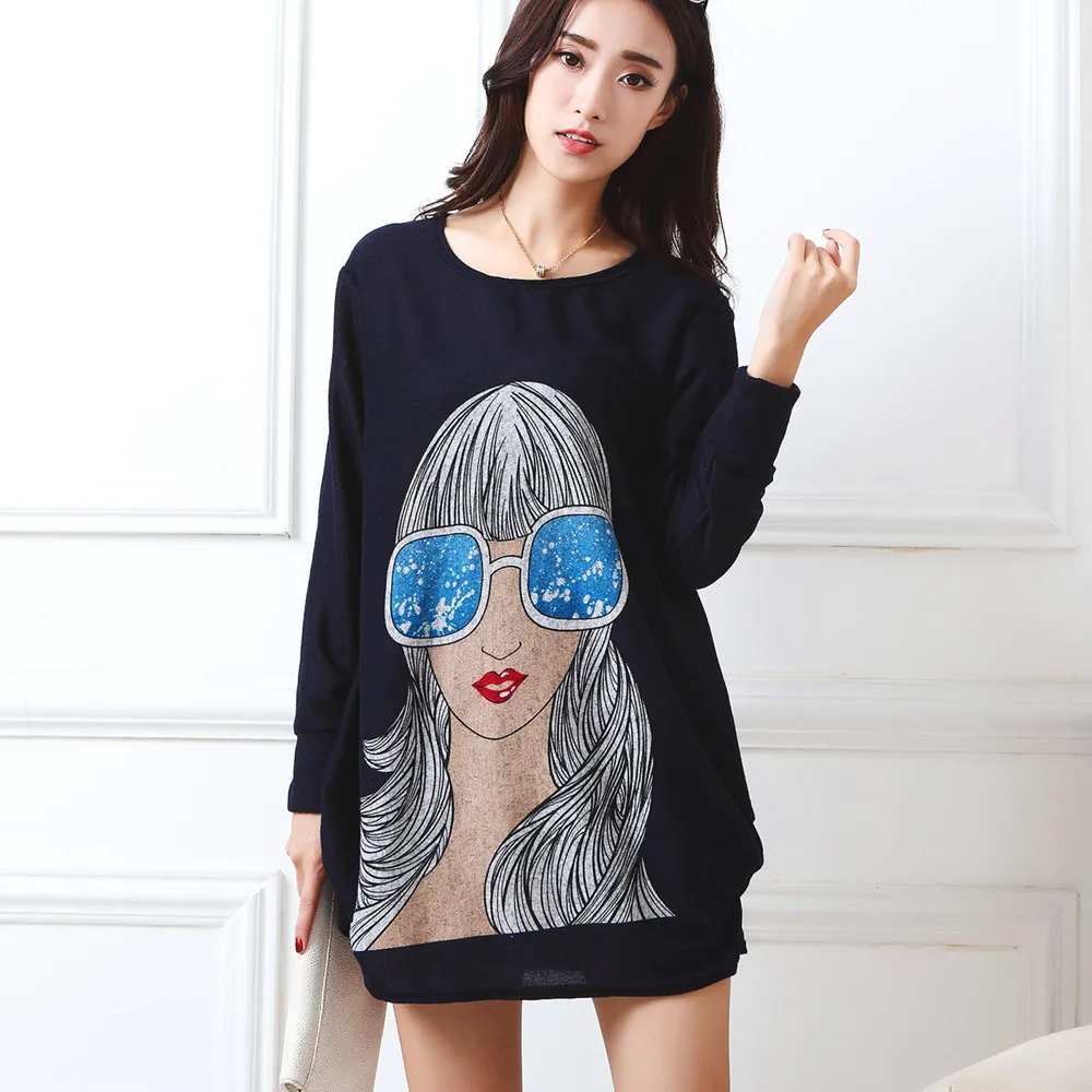 2018 antumn winter Fashion Women long sleeve Dresses Plus Size Dress Loose casual tops tunic pullover cartoon print
2018 antumn winter Fashion Women long sleeve Dresses Plus Size Dress Loose casual tops tunic pullover cartoon print