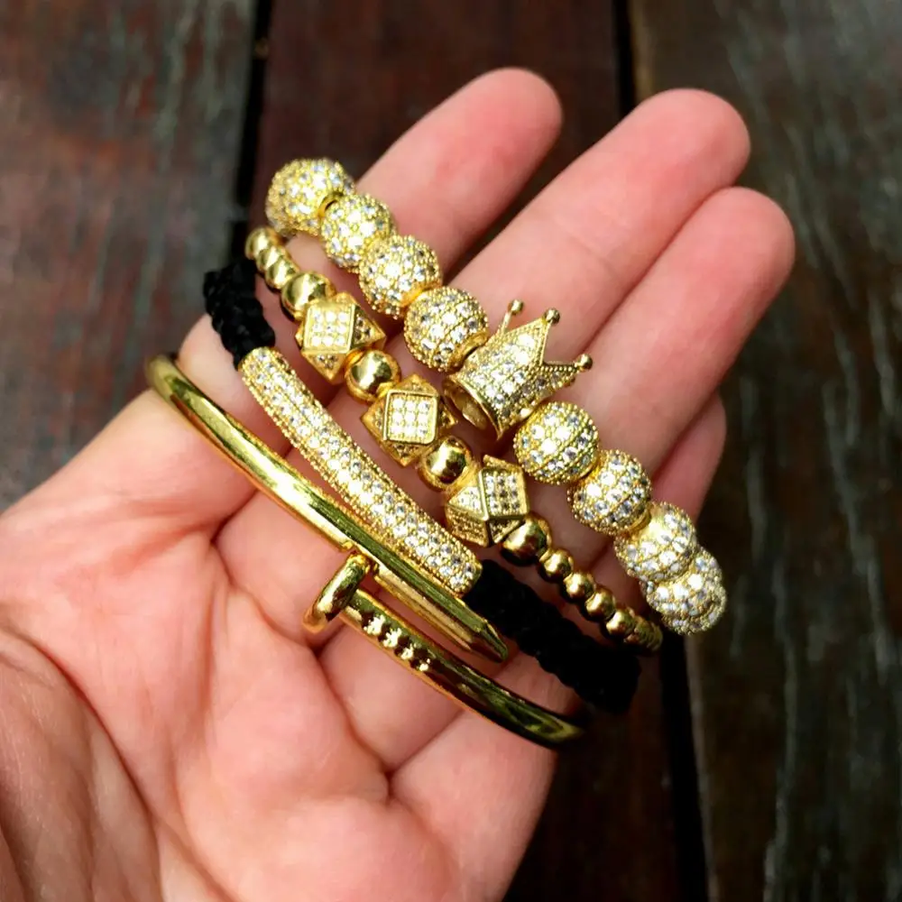 Men Bracelet 4pcs/Set Hip Hop Gold Ball Stainless Steel Screw Nail Charm Bracelets Women Luxury Jewelry Pulseira Bileklik
Men Bracelet 4pcs/Set Hip Hop Gold Ball Stainless Steel Screw Nail Charm Bracelets Women Luxury Jewelry Pulseira Bileklik