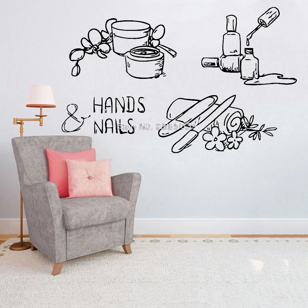 Hands & Nails Sign Wall Stickers For Window Murals Art DIY Paste Nail polish Tools Beauty Salon Decals Wall Decor Quotes LC1144
Hands & Nails Sign Wall Stickers For Window Murals Art DIY Paste Nail polish Tools Beauty Salon Decals Wall Decor Quotes LC1144