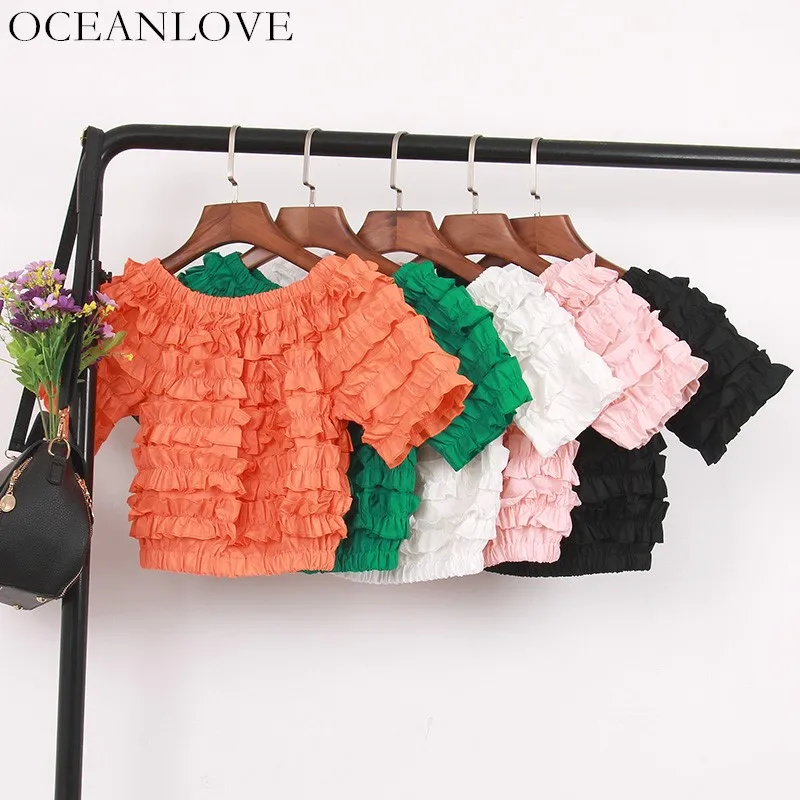 OCEANLOVE Crop Top Solid Ruffles Slash Neck Women Tops Off Shoulder Summer 2019 Chic Blouses Korean Fashion Slim Shirts 11544
OCEANLOVE Crop Top Solid Ruffles Slash Neck Women Tops Off Shoulder Summer 2019 Chic Blouses Korean Fashion Slim Shirts 11544