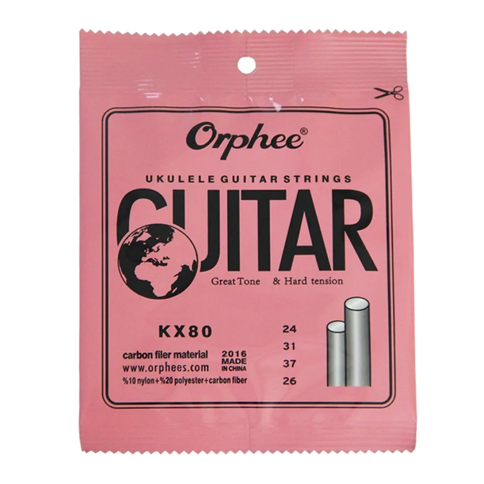 Orphee Professional Clear Nylon White Carbon Fiber Ukulele Strings Hawaii Guitar 4 Strings For Ukulele Soprano Concert Tenor - KX80 P&P Strings Clear 10% Nylon+20% polyester+ Carbon Fiber Soprano/Concert/Tenor