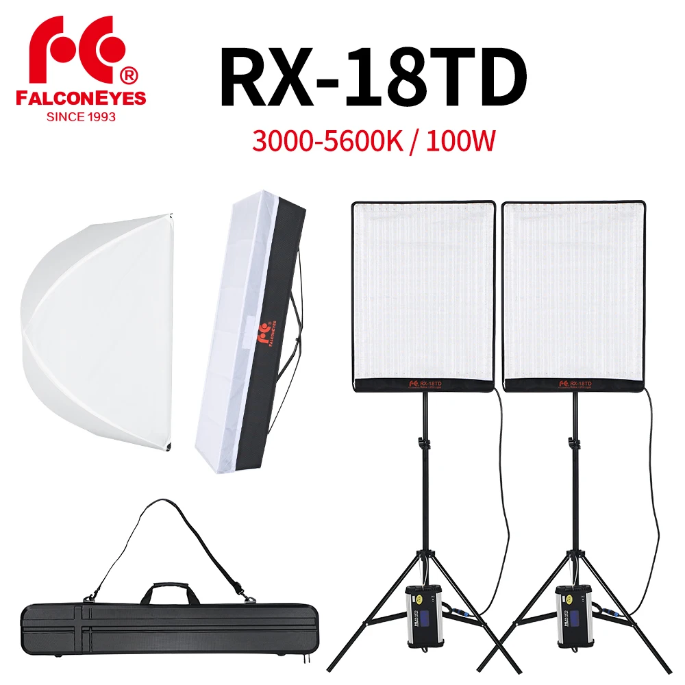 Falcon Eyes 2pcs RX-18TD 100W Dimmable LED Video Light 504pcs Flexible Rollable Cloth Lamp with Diffuser + Outdoor Carry Bag Kit
Falcon Eyes 2pcs RX-18TD 100W Dimmable LED Video Light 504pcs Flexible Rollable Cloth Lamp with Diffuser + Outdoor Carry Bag Kit