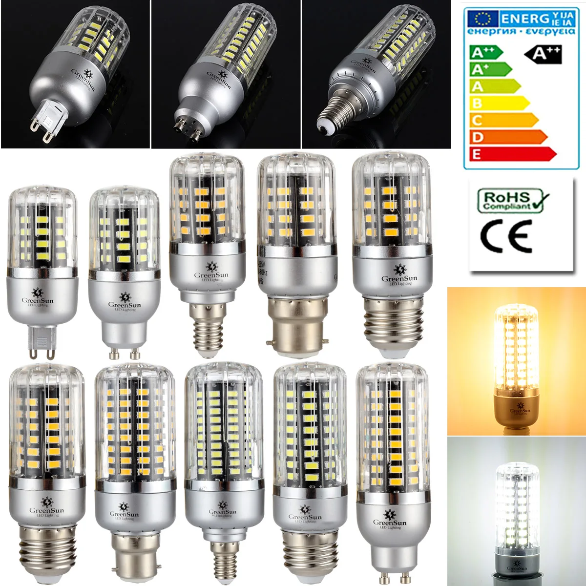 

85-265V Full Watt Smart IC LED Corn Bulb 5736 SMD Lamp E14 E27 G9 GU10 B22 3W 5W 7W 9W 12W 15W LED No Flicker Light Bulbs