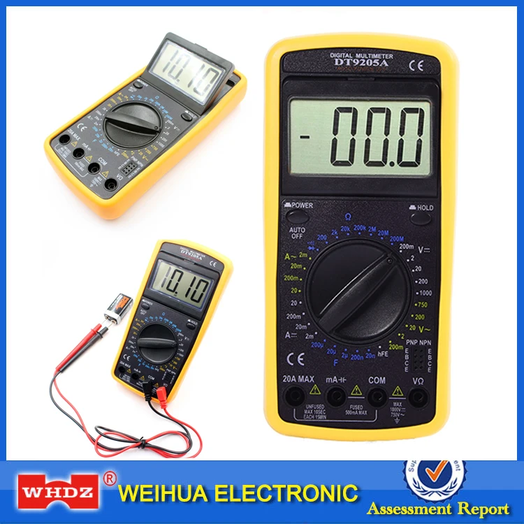 

WHDZ Digital Multimeter DT-9205A Professional Ammeter Voltmeter Resistance Capacitance Electric Handheld hFE Tester AC DC LCD