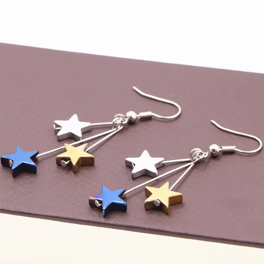 Charms Star Dangle Earrings for Women 10mm Natural Hematite Stone Long Tassel Pentagram Eardrop Christmas Gifts Jewelry A543
Charms Star Dangle Earrings for Women 10mm Natural Hematite Stone Long Tassel Pentagram Eardrop Christmas Gifts Jewelry A543