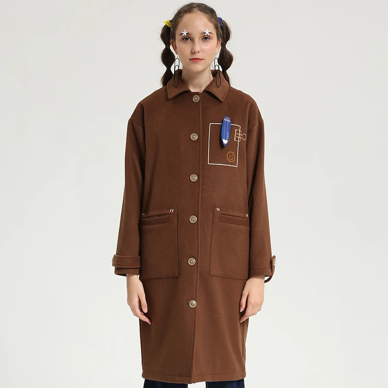HI-Q Winter Blends Coat Women Fashion Embroidery Wool Outwear Coats Women Brown Slim Female Clothing 2017 New Design Pockets
HI-Q Winter Blends Coat Women Fashion Embroidery Wool Outwear Coats Women Brown Slim Female Clothing 2017 New Design Pockets