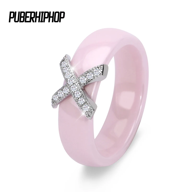 2018 Romantic Pink Rings For Woman 6mm CZ X Cross Ring Ceramic Jewelry anillos mujer Without Scratches Women Ring Wedding Gift 
2018 Romantic Pink Rings For Woman 6mm CZ X Cross Ring Ceramic Jewelry anillos mujer Without Scratches Women Ring Wedding Gift