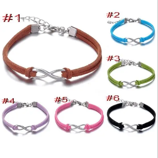 1pcs infinity handmade bracelet Vintage Antique Silver Charms Infinity Bangles Leather Bracelet 6450-6455 | Украшения и