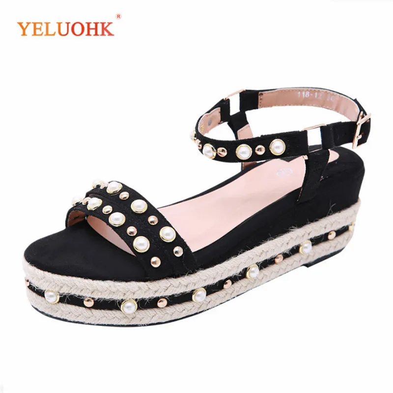 Summer Sandals For Women Fashion Flock Platform Sandals Black Women Shoes with Slim Rope 
Summer Sandals For Women Fashion Flock Platform Sandals Black Women Shoes with Slim Rope