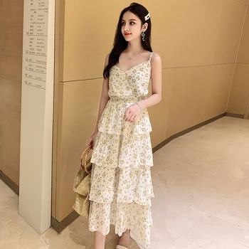LYJMTDBK Women's Summer Chiffon Dress Floral Strapless Bohemian Beach Dress Long Elegant Vintage Women's Dress V-neck Cake Skirt
LYJMTDBK Women's Summer Chiffon Dress Floral Strapless Bohemian Beach Dress Long Elegant Vintage Women's Dress V-neck Cake Skirt