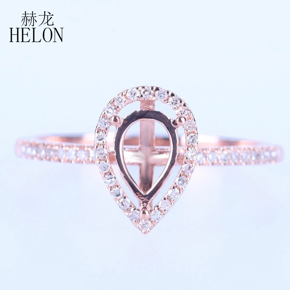 HELON Solid 14K Rose Gold Lady Pear 7x5mm Semi Mount Ring Real SI/H Diamonds Wedding Ring Engagement Women Trendy Fine Jewelry
HELON Solid 14K Rose Gold Lady Pear 7x5mm Semi Mount Ring Real SI/H Diamonds Wedding Ring Engagement Women Trendy Fine Jewelry