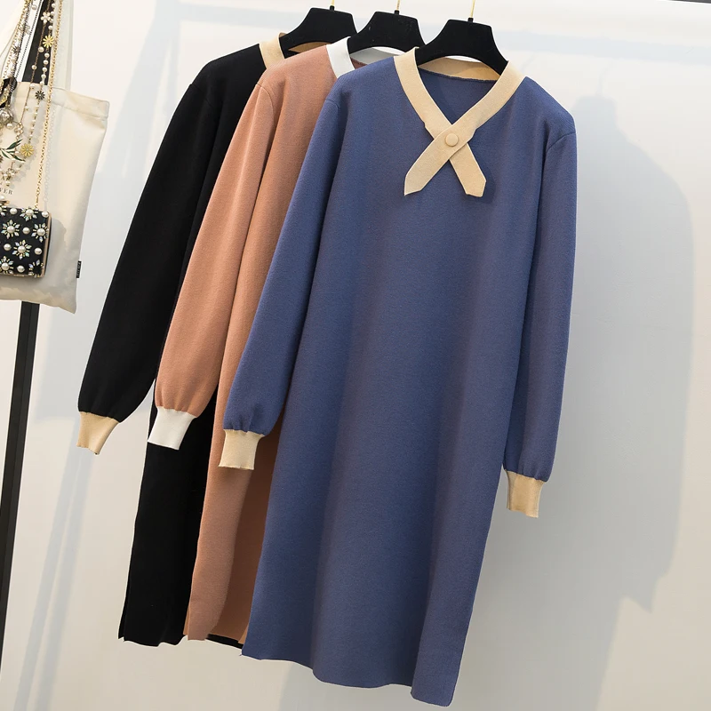 Autumn and Winter Large Size Women Dresses Commuting Simple Straight Tube Loose V-neck Butterfly Knot Long Sleeve Dresses Women
Autumn and Winter Large Size Women Dresses Commuting Simple Straight Tube Loose V-neck Butterfly Knot Long Sleeve Dresses Women