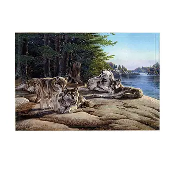 Wild Animal Bath Rugs, Hand Painted Wolf Pack On Stone Lake Woods landscape, Non-Slip Funny Indoor Outdoor Doormat
Wild Animal Bath Rugs, Hand Painted Wolf Pack On Stone Lake Woods landscape, Non-Slip Funny Indoor Outdoor Doormat