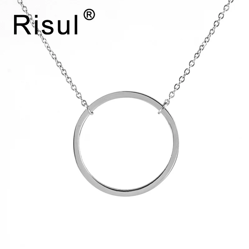 Never Fade Stainless Steel Circle Annulus Pendants & Necklaces For Women Round Minimalist Bohemian Choker Collier Femme Collares |