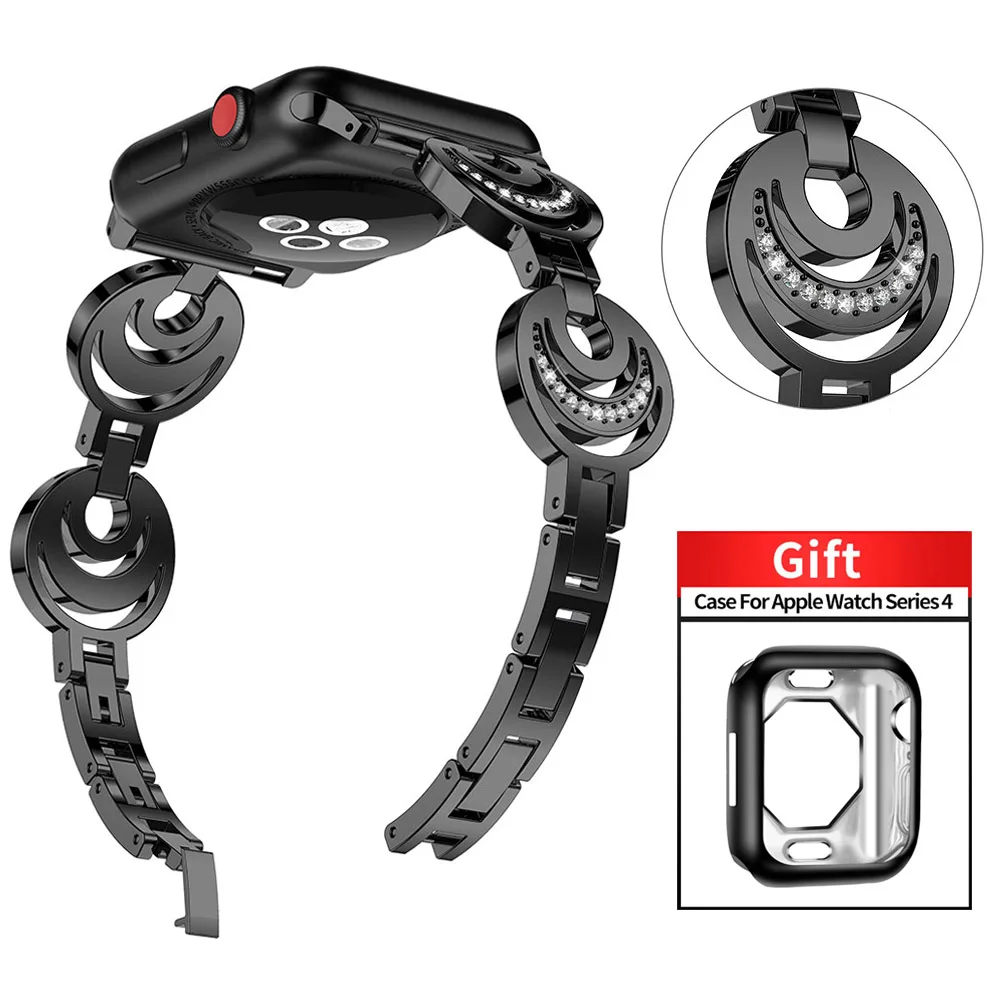 Luxury Women Girls Bracelet for Apple Watch Band Series 5 4 Wrist Strap 40mm 44mm Watchband Metal Link with Tpu Watch Case Gift
Luxury Women Girls Bracelet for Apple Watch Band Series 5 4 Wrist Strap 40mm 44mm Watchband Metal Link with Tpu Watch Case Gift