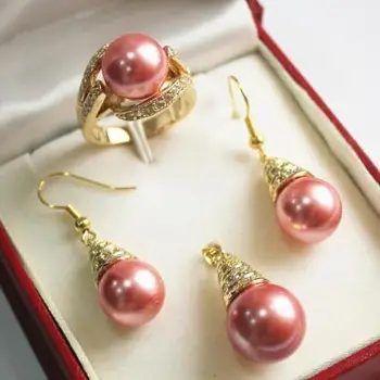 popular New natural shell pearl pendant earrings ring set 7 color red pink gray Black brown yellow green 001
popular New natural shell pearl pendant earrings ring set 7 color red pink gray Black brown yellow green 001