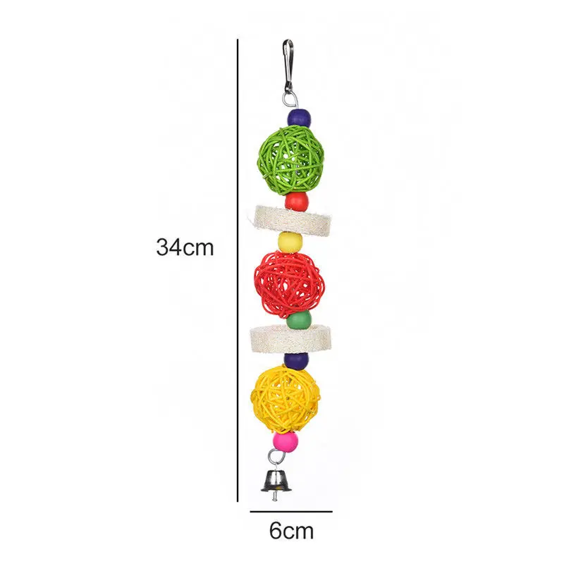 Mayitr Parrot Toys Pet Bird Bites Climb Chew Toy Hanging Cockatiel Parakeet Climb Chewing Cage With Bell Bird Toys Multi Styles