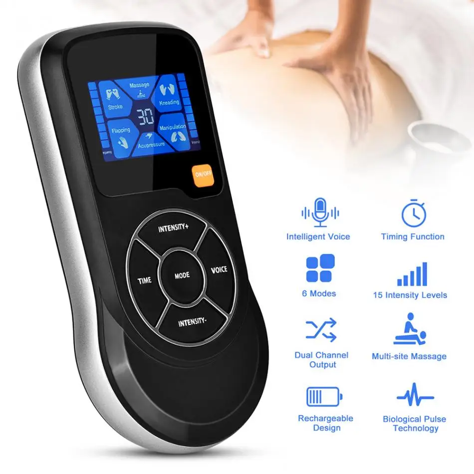 Smart Muscle Electrostimulator TENS EMS physiotherapy Voice Massage 6 mode 15 intensity pain relief USB Weight Loss Slimming
Smart Muscle Electrostimulator TENS EMS physiotherapy Voice Massage 6 mode 15 intensity pain relief USB Weight Loss Slimming