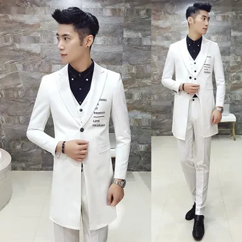 Men Blazer Trench Groomsman Long Men's Wedding Suit mens suits homens blazer wedding groom letter printed white black suit
Men Blazer Trench Groomsman Long Men's Wedding Suit mens suits homens blazer wedding groom letter printed white black suit