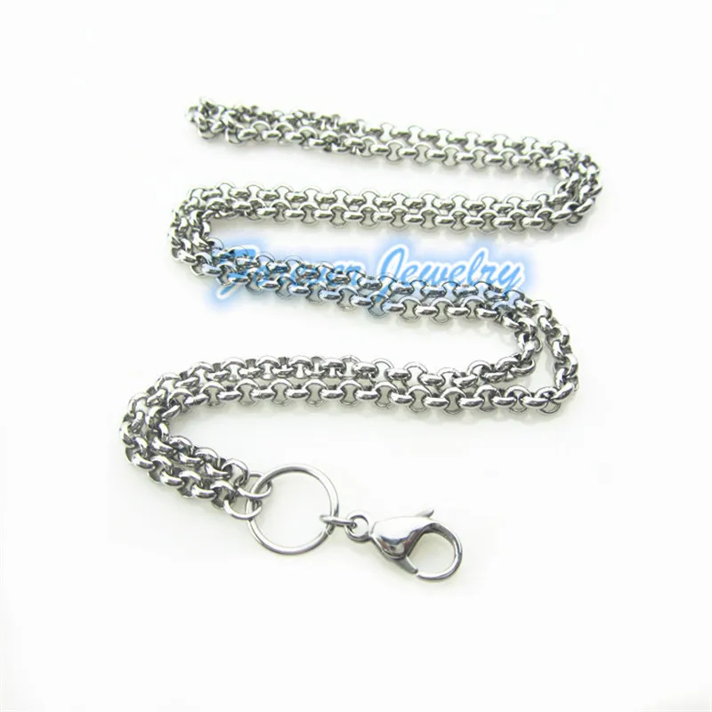 

Newest 24 Inches Stainless Steel Silver Thick Rolo Chain Floating Locket Memory Locket DIY Jewelry Necklace