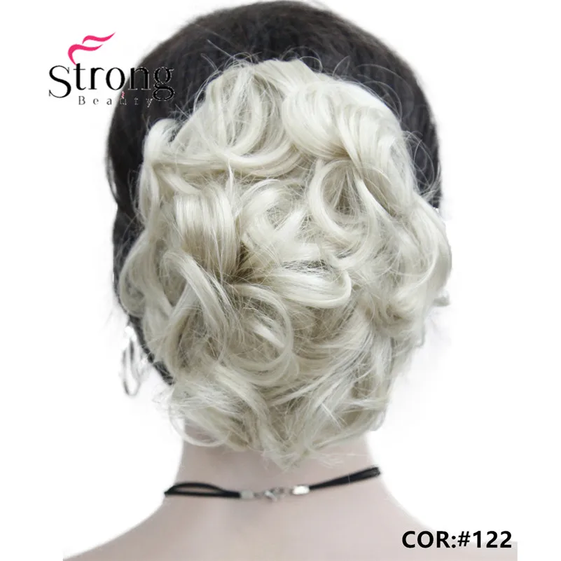 E-945B 122# 2016 Fashion Women\'s pale blonde Synthetic short Curly Wavy Claw Clip Ponytail Pony Tail Hair Extension hairpiece free shipping(E-945B 122 (1)_