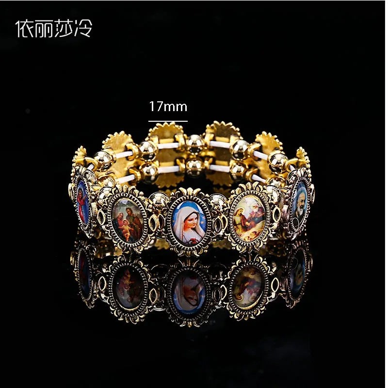 Oval Icon Catholic Rose Rosary Bracelet, Jesus St. Angel Mary Fashion Religious Jewelry Alloy Elastic Bracelet
Oval Icon Catholic Rose Rosary Bracelet, Jesus St. Angel Mary Fashion Religious Jewelry Alloy Elastic Bracelet