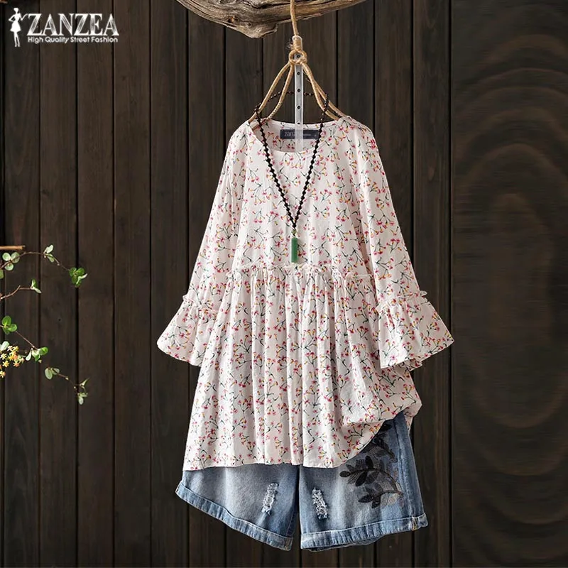 2019 Plus Size ZANZEA Floral Printed Pleated Blouse Summer Vintage Party Shirts Women Flare Sleeve Tunic Tops Female Chemise
2019 Plus Size ZANZEA Floral Printed Pleated Blouse Summer Vintage Party Shirts Women Flare Sleeve Tunic Tops Female Chemise