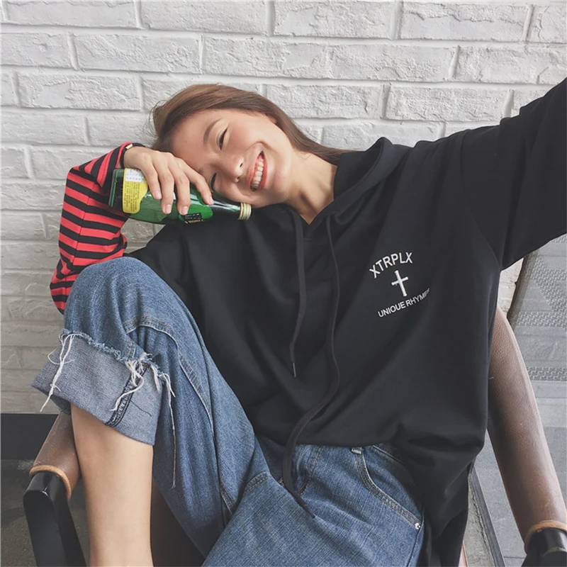 S-XXL Autumn Winter Harajuku Pullover Thick Loose Stripe Splice Sleeves Women Hoodies Sweatshirts Female Casual Coat
S-XXL Autumn Winter Harajuku Pullover Thick Loose Stripe Splice Sleeves Women Hoodies Sweatshirts Female Casual Coat