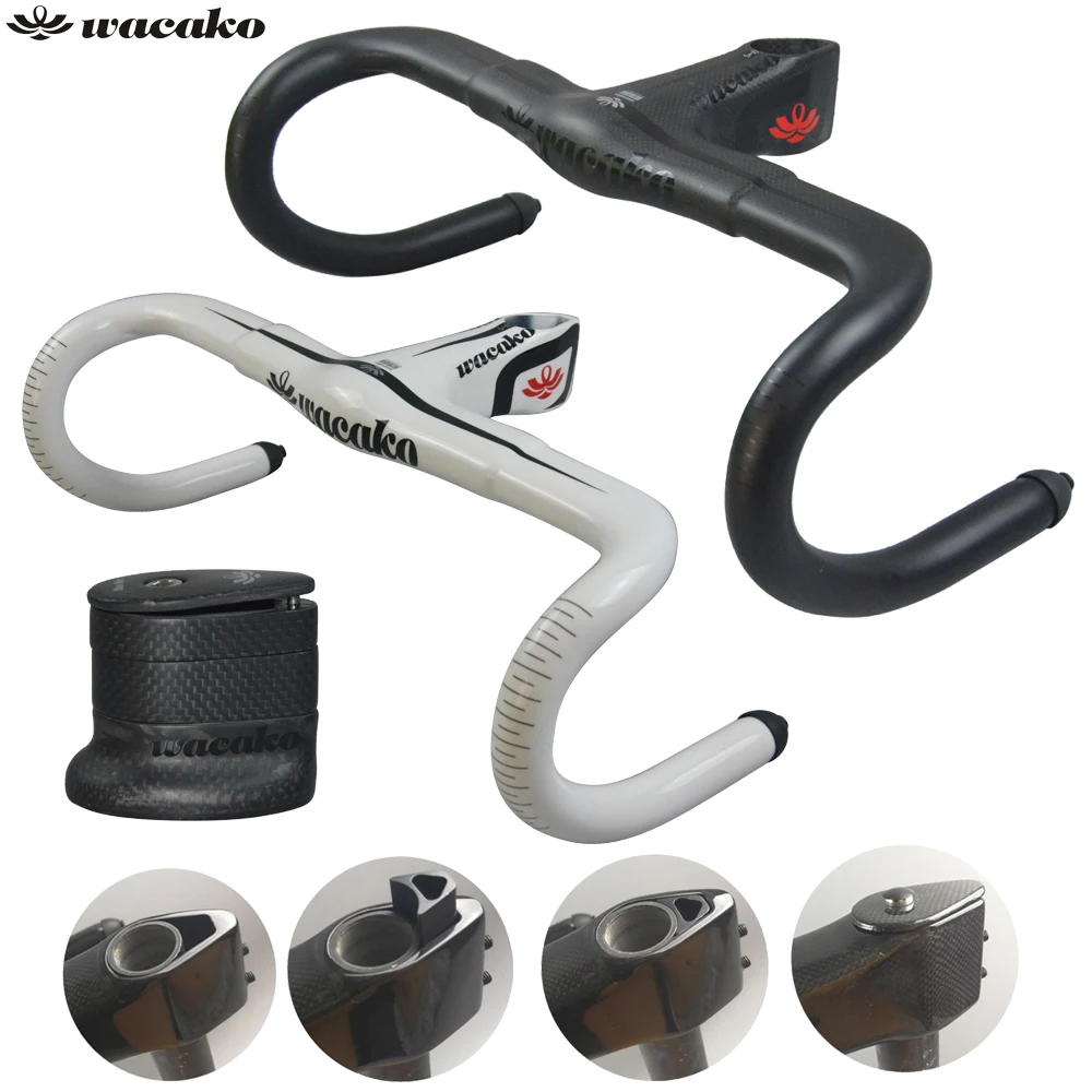 wacako Full Carbon fibre Integrated Road Bicycle Handlebar Cycling Bike Parts Road Handlebars With fork 28.6mm 494g 1K
wacako Full Carbon fibre Integrated Road Bicycle Handlebar Cycling Bike Parts Road Handlebars With fork 28.6mm 494g 1K
