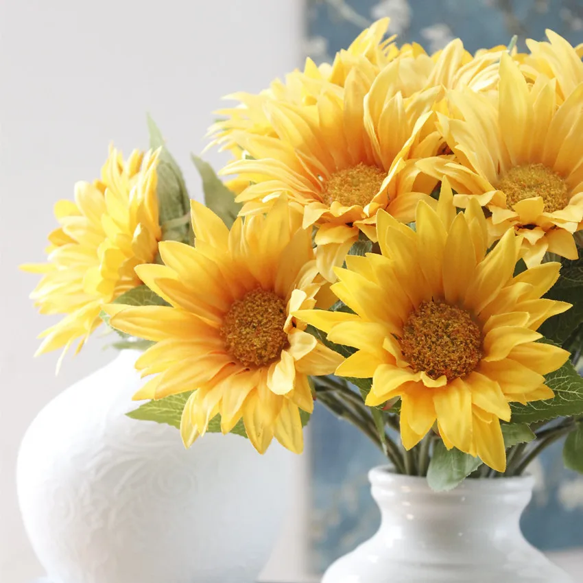 3pcs /45cm Sun Flower Silk Artificial Flowers Bouquet Fall Vivid Sunflower Fake Flower Leaf Wedding Home Party Tables Decoration
3pcs /45cm Sun Flower Silk Artificial Flowers Bouquet Fall Vivid Sunflower Fake Flower Leaf Wedding Home Party Tables Decoration