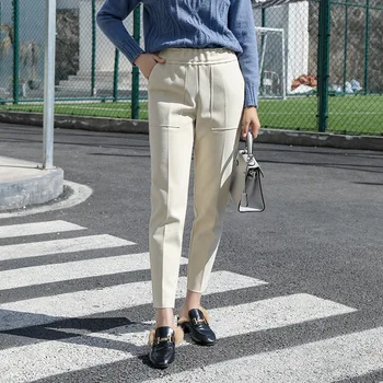Slim and slim nine-point trousers Women's autumn and winter new casual high waist thick woolen Harlan feet pants XJK0001
Slim and slim nine-point trousers Women's autumn and winter new casual high waist thick woolen Harlan feet pants XJK0001