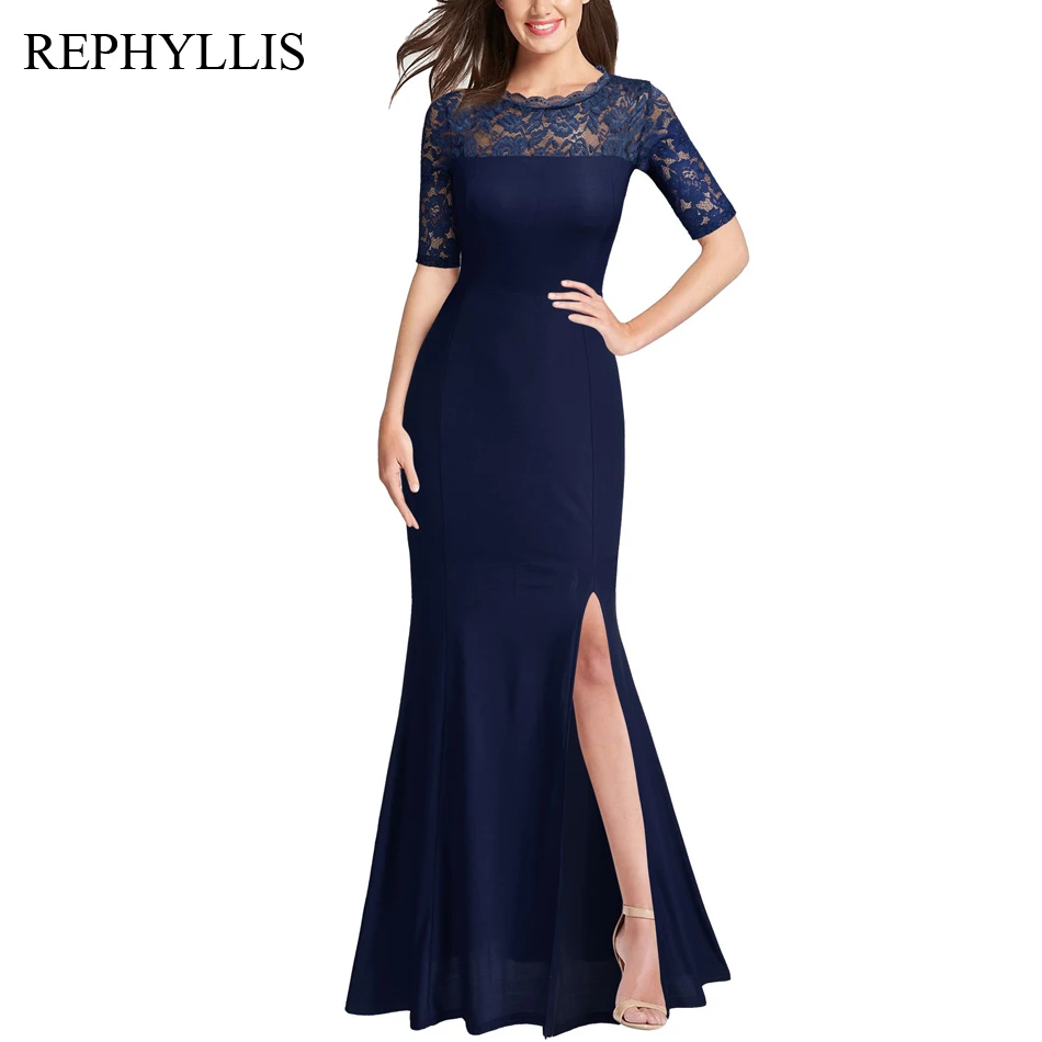 REPHYLLIS Women Vestidos Split Lace 1/2 Sleeve Robe Femme Back See through O Neck Wedding Evening Party Ceremony Formal Dress
REPHYLLIS Women Vestidos Split Lace 1/2 Sleeve Robe Femme Back See through O Neck Wedding Evening Party Ceremony Formal Dress