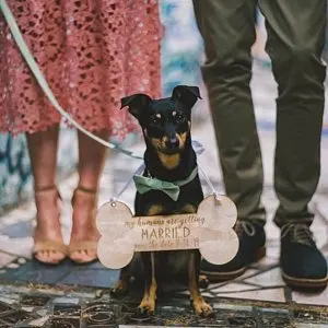 Персонализированный знак собаки для помолвки сохраните дату фотографии